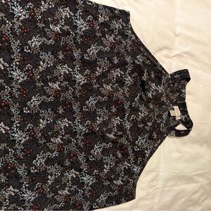 LOFT Black Floral Sleeveless Blouse